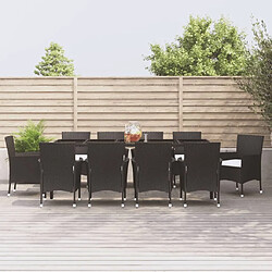 Maison Chic Mobilier à dîner 11 pcs de jardin avec coussins - Ensemble table et chaises d'extérieur - Salon/Mobilier de jardin classique noir résine tressée -MN73018