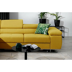 Acheter VENESETTI Canapé d'angle convertible ARMEL en tissu luxe 5 places, jaune moutarde, avec coffre, angle gauche (vu de face)