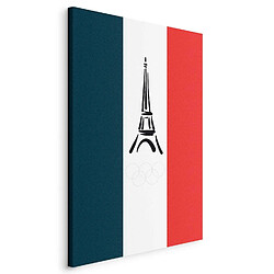 Decoshop26 Tableau toile de décoration impression sur toile Jeux Olympiques de Paris motif Drapeau français avec graphique Tour Eiffel 20x30 cm 11_0018410