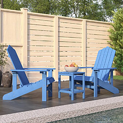 vidaXL Chaises de jardin Adirondack avec table PEHD Bleu aqua