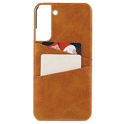 Coque en TPU + PU avec porte-cartes marron pour Samsung Galaxy S22 5G