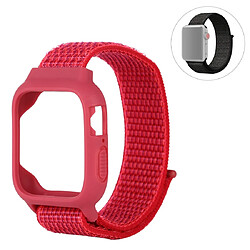 Wewoo Pour Apple Watch Series 5 & 4 44 mm / 3 & 2 & 1 42 mm Bracelet de montre en nylon avec crochet et fermeture à boucle rouge