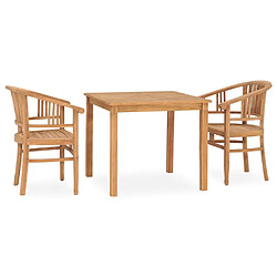 Salle à manger de jardin 3 pcs,Table et chaise à dîner Bois de teck solide -MN44110