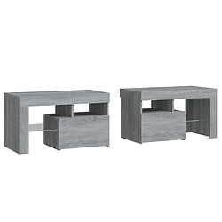 Avis Maison Chic Lot de 2 Tables de chevet - Tables de Nuit et lumières LED Sonoma gris 70x36,5x40cm