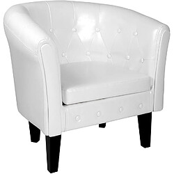 Helloshop26 Fauteuil chesterfield en synthétique et bois avec éléments décoratifs touffetés chaise cabriolet meuble de salon blanc 01_0000105