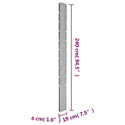 vidaXL Poteaux de clôture 40 pcs argenté 240 cm acier galvanisé pas cher