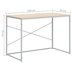 vidaXL Bureau d'ordinateur Blanc chêne 110x60x70 cm Bois d'ingénierie pas cher