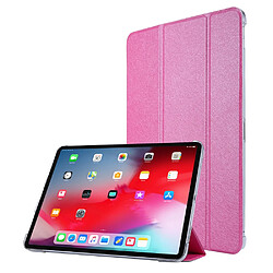 Etui en PU Texture de soie avec support tri-pliure rose pour votre Apple iPad Pro 12.9 pouces (2021)