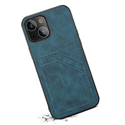 Coque en TPU + PU double porte-cartes, antichoc bleu pour votre Apple iPhone 13 mini 5.4 pouces