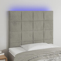 vidaXL Tête de lit à LED Gris clair 80x5x118/128 cm Velours