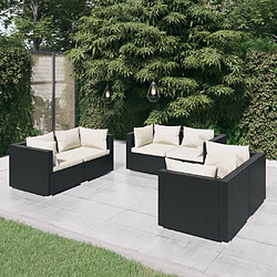 Maison Chic Salon de jardin 6 pcs + coussins - Mobilier/Meubles de jardin - Table et chaises d'extérieur Résine tressée Noir -MN26048