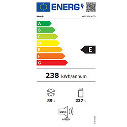 Réfrigérateur combiné 60cm 324l nofrost blanc - kgn36vwed - BOSCH