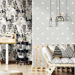 Noordwand Papier peint Friends&Coffee Little Stars Gris foncé et blanc