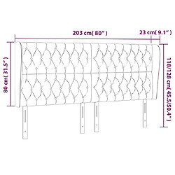 Acheter vidaXL Tête de lit avec oreilles Gris foncé 203x23x118/128 cm Tissu