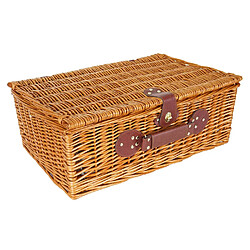 Decoshop26 Panier pique-nique beige en osier pour 4 personnes avec couvert assiettes tasses DIV04017