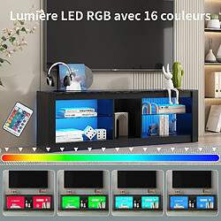 RAVAS Meuble TV LED avec 16 couleurs en verre pour salon et chambre - 140 x 35 x 47cm - Noir