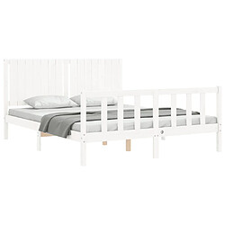 Acheter Maison Chic Lit adulte - Cadre Structure de lit avec tête de lit Contemporain blanc 160x200 cm bois massif -MN75910