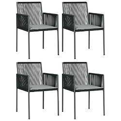 Avis vidaXL Ensemble à manger de jardin coussins 5pcs noir rotin et acier