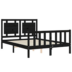 Maison Chic Lit adulte - Cadre Structure de lit avec tête de lit Contemporain noir 120x200 cm bois massif -MN43922 pas cher