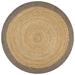 Decoshop26 Tapis fait à la main Jute avec bord gris 90 cm DEC023469