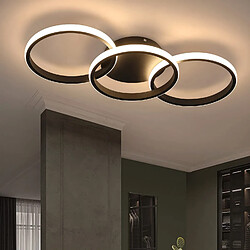 Autres Temps ZMH LED Ceiling Light Black 3 Ring Modern Kitchen Light 3000K For Living Room Hallway