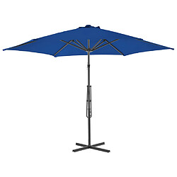 Helloshop26 Parasol d'extérieur avec mât en acier 300 x 230 cm bleu 02_0008203