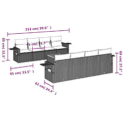 Avis Maison Chic Salon de jardin avec coussins 9pcs | Ensemble de Table et chaises | Mobilier d'Extérieur mélange beige résine tressée -GKD18479