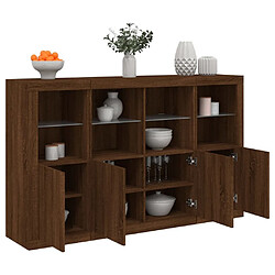 Maison Chic Lot de 3 Commode Buffet - Meuble de rangements avec lumières LED chêne brun bois d'ingénierie -GKD18507