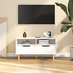 Maison Chic Meuble TV scandinave - Banc TV pour salon blanc brillant 90x40x48,5 cm bois d'ingénierie -MN93274