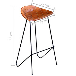 Acheter vidaXL Chaises de bar lot de 6 marron cuir véritable