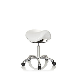 Tabouret / Chaise de selle ORTHO SIT simili cuir blanc hjh OFFICE