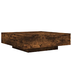 Avis Maison Chic Table basse pour salon | Table à café avec lumières LED chêne fumé 100x100x31 cm -GKD53063