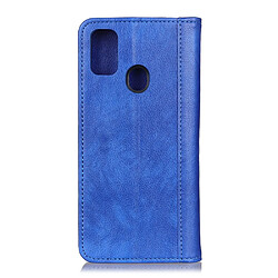 Etui en PU peau de litchi auto-absorbée bleu pour votre Samsung Galaxy A21s