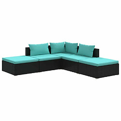 Maison Chic Salon de jardin 5 pcs + coussins - Mobilier/Meubles de jardin - Table et chaises d'extérieur Résine tressée Noir -MN62818