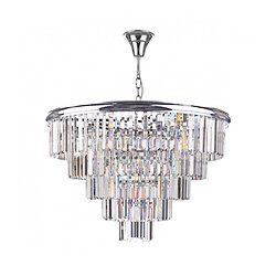 Luminaire Center Chandelier Eulalia Cristal,chrome poli 12 ampoules 53cm