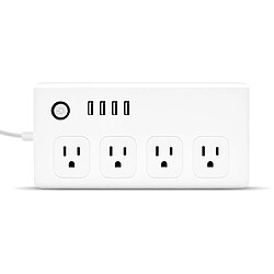 Wewoo Prise Connectée 4 ports USB + 4 x US Plug Jack télécommande WiFi Smart Power Socket Fonctionne avec Alexa et Google Home, AC 110-240 V, américaine