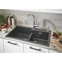 GROHE Evier de cuisine composite avec égouttoir K500, 860 x 500 mm, 2 bacs, siphon et bonde inclus, installation rapide, 31649AT0