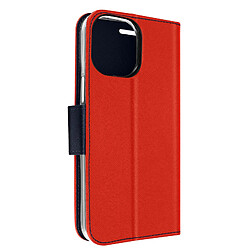 Avizar Étui pour iPhone 14 Pro Max Portefeuille Porte carte Support Vidéo rouge et bleu