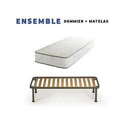 King Of Dreams Matelas 120x190 + Sommier Démonté + pieds Offerts Mousse Poli Lattex Indéformable 23 cm Face Hiver Pure Laine Merinos Soutien