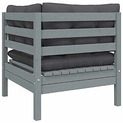 Maison Chic Salon de jardin 3 pcs + coussins - Mobilier/Meubles de jardin - Table et chaises d'extérieur Gris Bois de pin massif -MN25130 pas cher