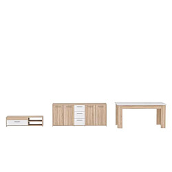 Avis Cstore PILVI Ensemble séjour Meuble TV + Enfilade + Table a manger - Décor chene sonoma et Blanc mat