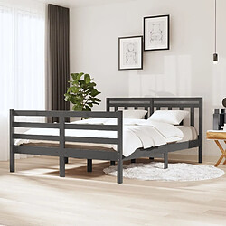 vidaXL Cadre de lit sans matelas gris bois massif 140x190 cm