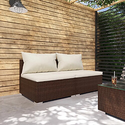 Maison Chic Salon de jardin 2 pcs avec coussins - Table et chaises d'extérieur - Mobilier/Meubles de jardin Moderne Résine tressée Marron -MN43085