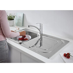 Grohe Pack évier Inox K300 860x500 mm 1 cuve + 1 égouttoir avec mitigeur de cuisine Eurosmart bec bas (33281002)