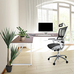 Bureau d'angle / bureau / table d'ordinateur WORKSPACE XL I 180 x 180 cm noyer / blanc hjh OFFICE pas cher