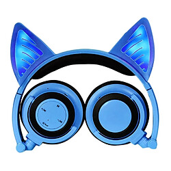 Wewoo Pour iPhone, Galaxy, Huawei, Xiaomi, bleu LG, HTC et autres smartphone Pliable sans fil Bluetooth V4.2 rougeoyante chat oreille casque de jeu avec LED lumière micro,