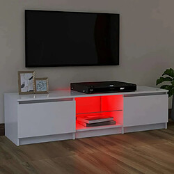 Avis Maison Chic Meubles TV avec lumières LED - Banc TV pour salon Blanc 120x30x35,5 cm -MN23847