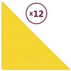 vidaXL Panneaux muraux 12 pcs Jaune clair 30x30 cm Tissu 0,54 m²