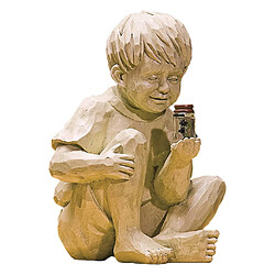 Figurine De Statues D'enfants En Résine Avec Pot éclairé Pour La Décoration De Jardin