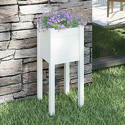 Maison Chic Jardinière,Bac à fleurs - pot de fleur d'extérieur Blanc 31x31x70 cm Bois de pin massif -GKD15079